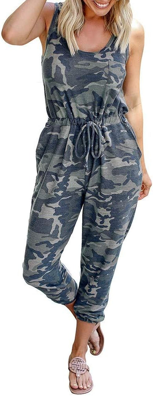 Camo Print Short Romper Sleeveless V Neck Half Cute Short One Piece Jumpsuit Playsuit Jumper with Pocket(Camouflage,S=Us 4)